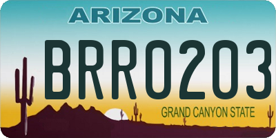 AZ license plate BRR0203