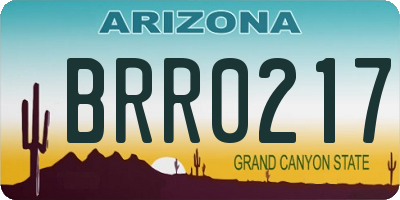 AZ license plate BRR0217
