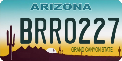 AZ license plate BRR0227