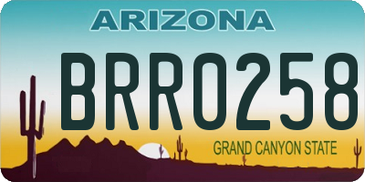 AZ license plate BRR0258