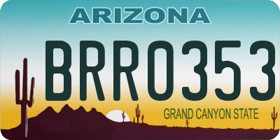 AZ license plate BRR0353