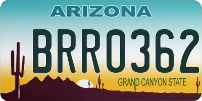 AZ license plate BRR0362