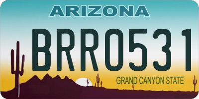 AZ license plate BRR0531