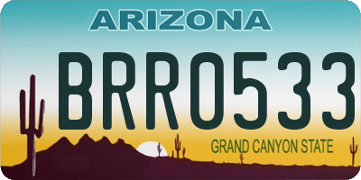 AZ license plate BRR0533