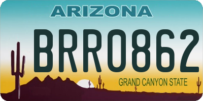 AZ license plate BRR0862