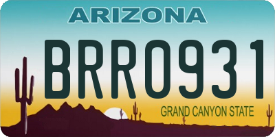 AZ license plate BRR0931