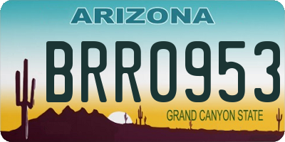 AZ license plate BRR0953