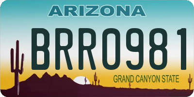 AZ license plate BRR0981