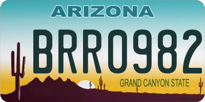 AZ license plate BRR0982