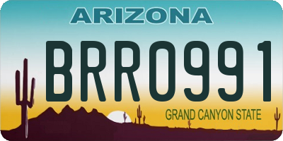 AZ license plate BRR0991