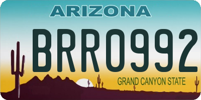 AZ license plate BRR0992