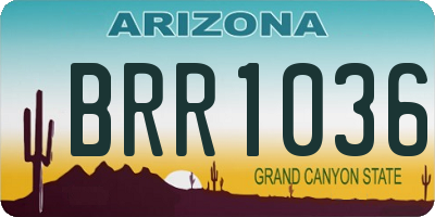 AZ license plate BRR1036