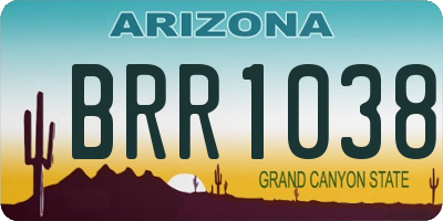 AZ license plate BRR1038