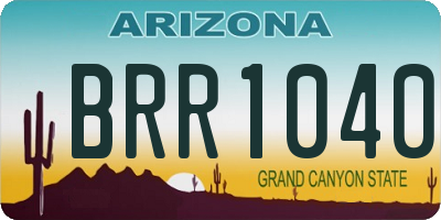 AZ license plate BRR1040