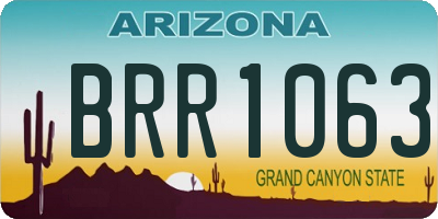 AZ license plate BRR1063