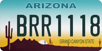 AZ license plate BRR1118