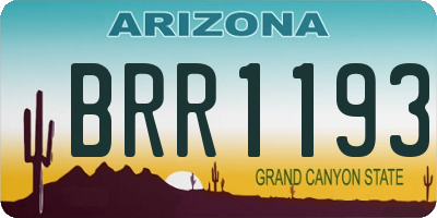 AZ license plate BRR1193