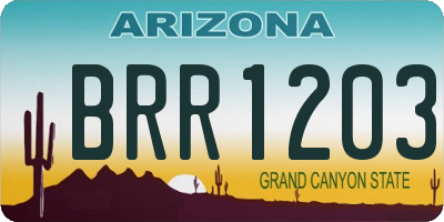 AZ license plate BRR1203