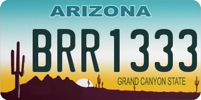 AZ license plate BRR1333