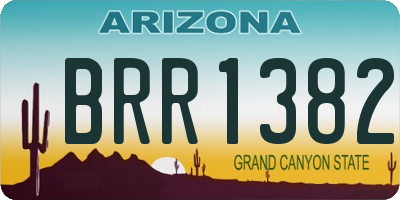 AZ license plate BRR1382