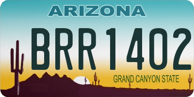 AZ license plate BRR1402