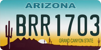 AZ license plate BRR1703