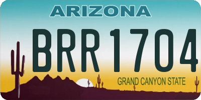 AZ license plate BRR1704
