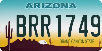 AZ license plate BRR1749