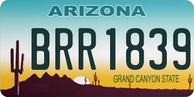 AZ license plate BRR1839