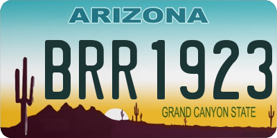 AZ license plate BRR1923
