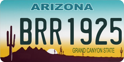 AZ license plate BRR1925