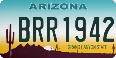 AZ license plate BRR1942