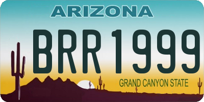 AZ license plate BRR1999