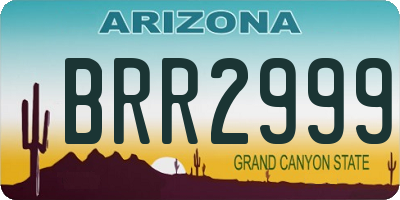 AZ license plate BRR2999