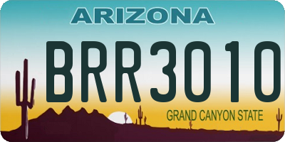 AZ license plate BRR3010