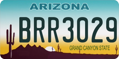AZ license plate BRR3029