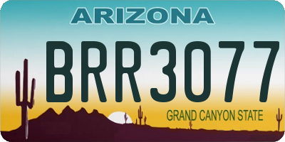 AZ license plate BRR3077