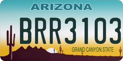 AZ license plate BRR3103