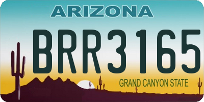 AZ license plate BRR3165