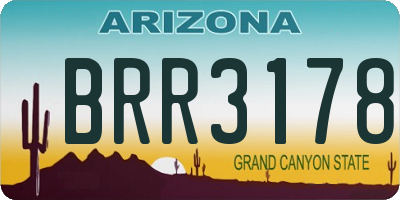 AZ license plate BRR3178