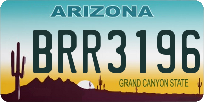 AZ license plate BRR3196