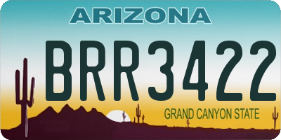 AZ license plate BRR3422