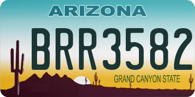 AZ license plate BRR3582