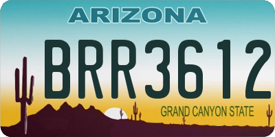 AZ license plate BRR3612