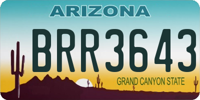 AZ license plate BRR3643