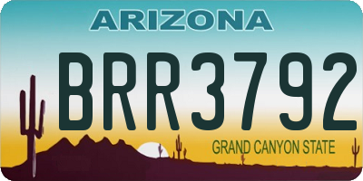 AZ license plate BRR3792