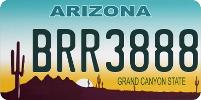 AZ license plate BRR3888