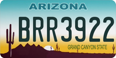 AZ license plate BRR3922