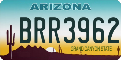 AZ license plate BRR3962