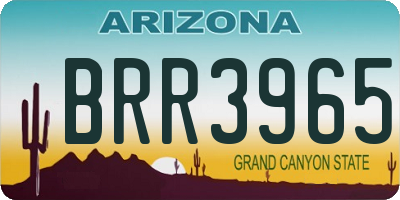 AZ license plate BRR3965